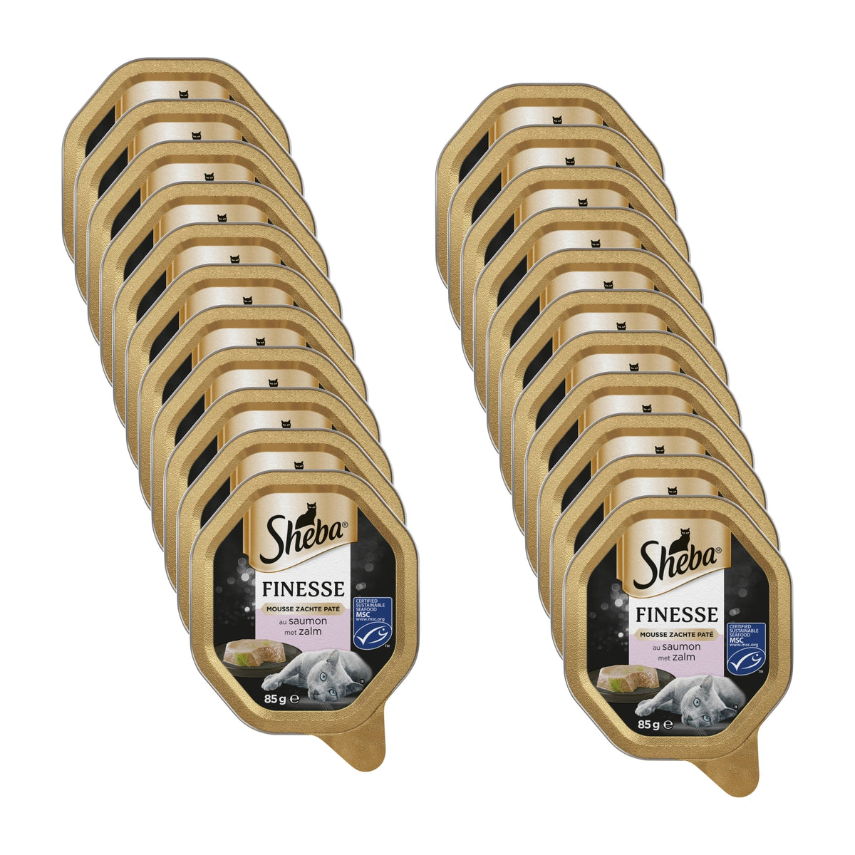 Sheba Finesse Mousse Zalm, 22 verpakkingen, samen 22 porties van 85 gram