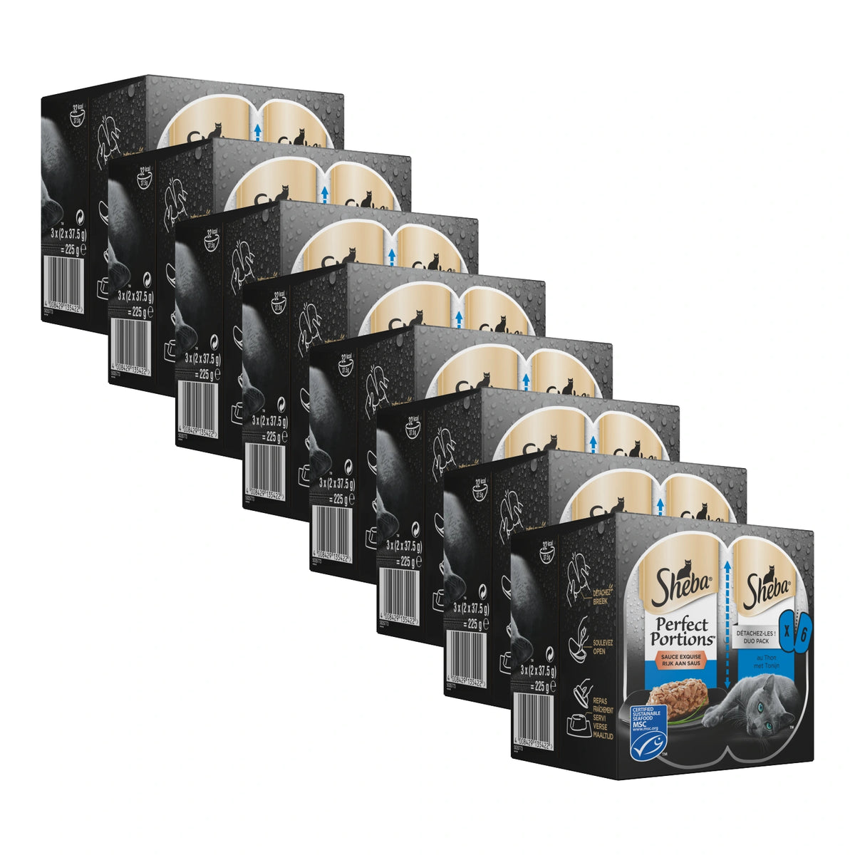 Sheba Perfect Portions Tonijn in Saus, 8 verpakkingen, samen 48 porties van 37,5 gram