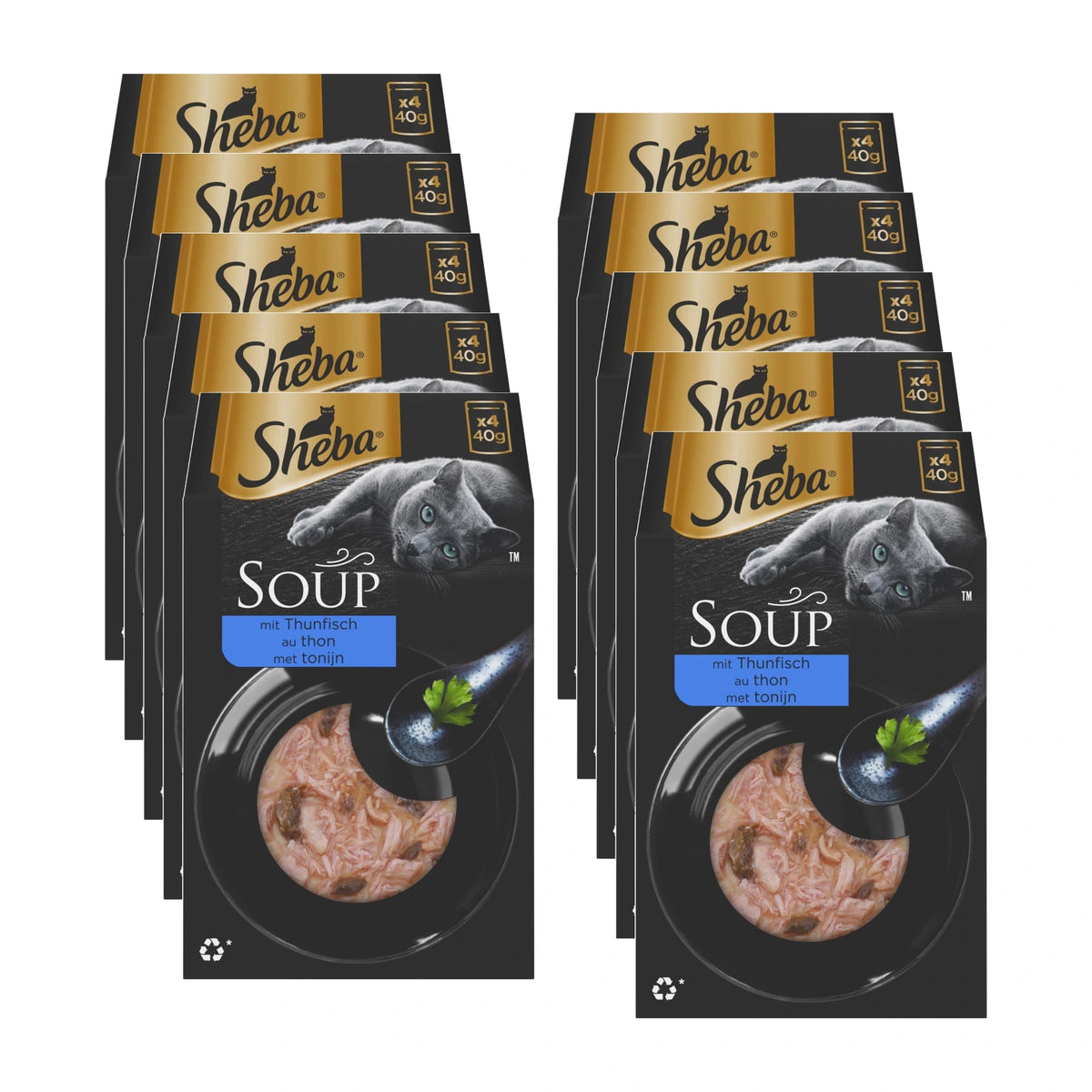 Sheba Soup Tonijn, 10 verpakkingen, samen 40 porties van 40 gram