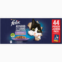 Felix Elke Dag Feest in Gelei Mix Selectie - Kattenvoer Natvoer - Tonijn Zalm Rund & Kip- 44 x 85 g