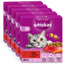Whiskas Adult 1+ Rund voordeelverpakking met vijf doosjes van 800 gram op een witte achtergrond