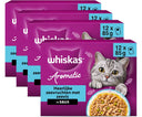 Vier doosjes Whiskas Aromatics Zeevruchten in Saus, elk 12 × 85 gram: totaal 48 maaltijdzakjes, 4,08 kg