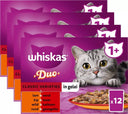 Vier doosjes Whiskas Duo Classic in Gelei, elk 12 × 85 gram: totaal 48 maaltijdzakjes, 4,08 kg
