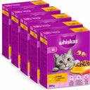 Whiskas Senior 7+ Kip voordeelverpakking met vijf doosjes van 800 gram op een witte achtergrond