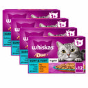 Vier doosjes Whiskas Duo Surf & Turf in Gelei, elk 12 × 85 gram: totaal 48 maaltijdzakjes, 4,08 kg
