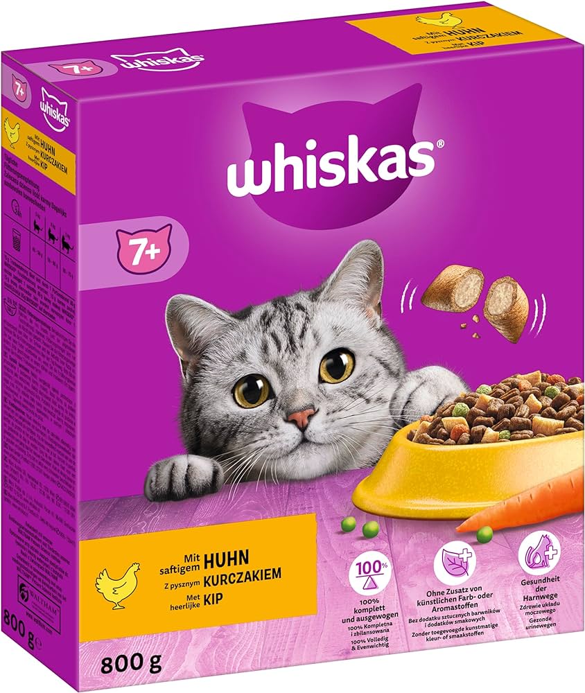 Whiskas 7+ Senior kip droogvoer – kattenbrokken voor oudere katten
